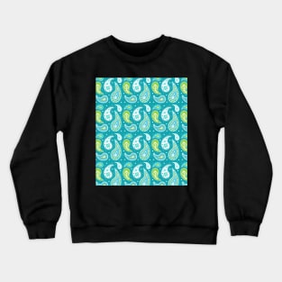 Lime Teal Paisley Pattern Crewneck Sweatshirt